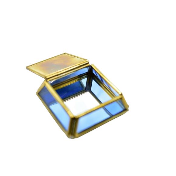 Viva! Glass & Brass Trinket Box Handcrafted In Mexico Kissing Cherub Angels Bin1 - Picture 9 of 12